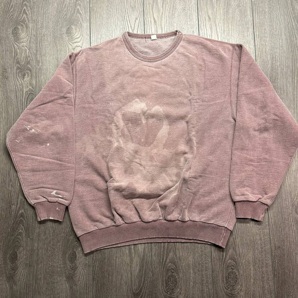 Vintage Blank Heavy Weight Crewneck Sweatshirt Sun Faded Mauve Distressed XL